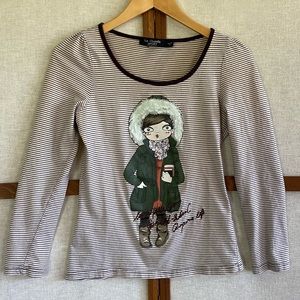 La Chapelle Sport Striped Top With French Girl - 38/8